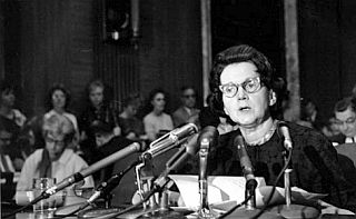 June 1963: Rachel Carson testifying, U.S. Senate.