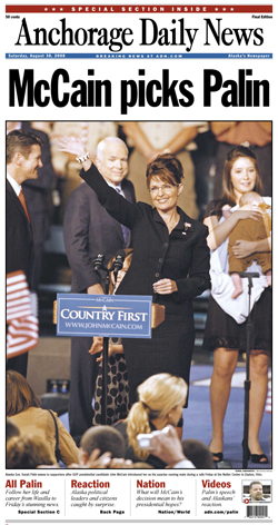 Headlines from August 2008 after Republican Presidential candidate and U.S. Senator John McCain, picked Alaska Governor Sarah Palin to be his running mate.