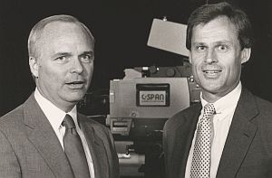August 1985: Brian Lamb, C-SPAN Chairman & CEO, with Paul Fitzpatrick, President.