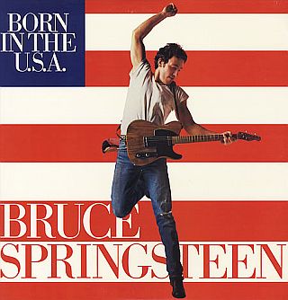 Cover of Bruce Springsteen’s 1984 single, “Born in The U.S.A.,” which rose into Billboard’s Top Ten. Click for digital single.