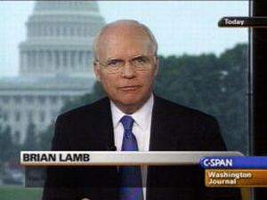 Brian Lamb in earlier clip from C-SPAN’s “Washington Journal,” where journalists, public policy makers & call-in audience discuss events of the day.