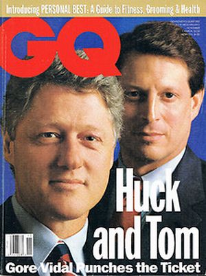 November 1992: Democratic candidates Bill Clinton and Al Gore are featured on CQ’s cover with a story by Gore Vidal –  “Gore Vidal Punches the Ticket.” 