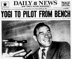 October 1963: Yogi Berra, beaming at news that he will manage the Yankees.