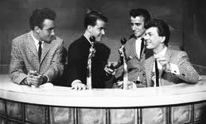 1959: Dion & The Belmonts with Dick Clark of the "American Bandstand" television show.