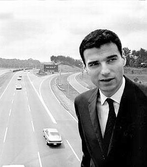 A young Ralph Nader with the Washington beltway in the background, August 1967. Associated Press photo.