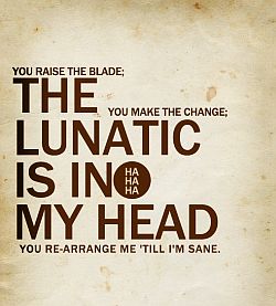 A lyrics poster excerpting from Pink Floyd’s “Brain Damage” on the “Dark Side” album.