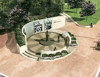 Earlier artist’s rendition of the JFK Tribute Site in downtown Fort Worth, Texas at General Worth Square Park.