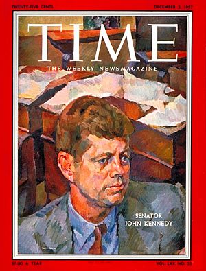 December  2, 1957: Sen. John F. Kennedy appears on the cover of Time magazine with a feature story titled, “Democrat’s Man Out Front.” 