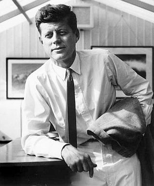 Nov. 1958: JFK posing for portrait photo at the home of Peter and Patricia Lawford, Santa Monica, CA. Los Angeles Times photographer William S. Murphy took the photo for a story on JFK that appeared the next day.