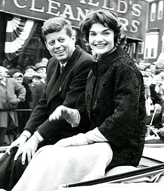 March 1958: Senator John F. Kennedy and wife, Jacqueline, campaigning for his Senate re-election in Boston’s St. Patrick’s Day Parade. He won his Senate race with more than 73% of the vote, boosting his presidential profile for 1960.