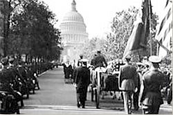 1945: Funeral cortege of President Franklin. D. Roosevelt in Washington, D.C.