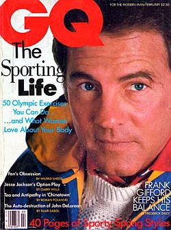 Feb 1984 “GQ” cover featured Frank Gifford with story: “Gifford Keeps His Balance.”