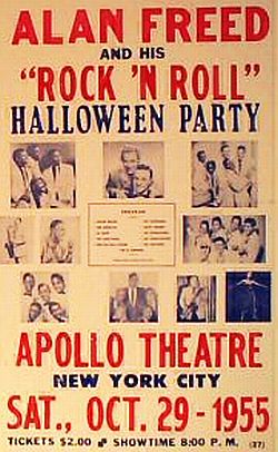 October 1955 poster for an Alan Freed show at the Apollo Theater in New York City.