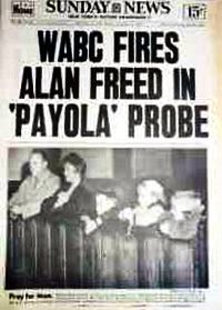 NY Sunday News runs front page story about Alan Freed‘s firing by WABC radio over “payola,” September 1960.
