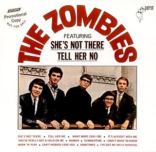 Cover for the 1965 vinyl U.S. album featuring The Zombies’ hit songs, “She’s Not There” & “Tell Her No.” Click for CD.
