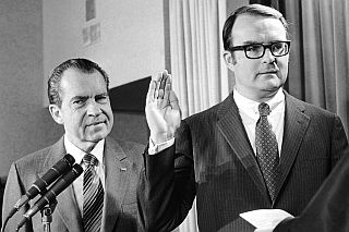 Dec. 4, 1970: At White House ceremony in Wash., D.C., William Ruckelshaus is sworn in as head of EPA as President Richard Nixon looks on. Photo, Charles Tasnadi/AP.