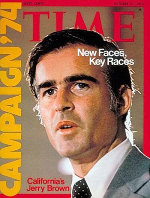 Jerry Brown featured on the cover of Time magazine’s October 21st, 1974 election year issue, “New Faces, Key Races.”
