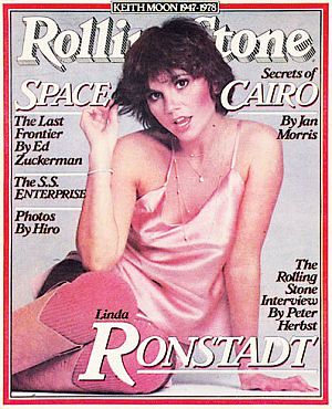 Oct 1978: Linda Ronstadt on Rolling Stone cover in a photo by Francesco Scavullo for interview story. Click for copy.