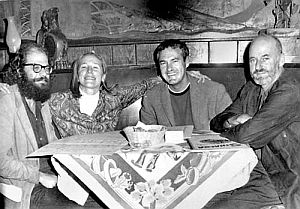 1960s San Francisco: Allen Ginsberg, Peggy Hitchcock, T. Leary & Lawrence Ferlinghetti at Sinaloa club.