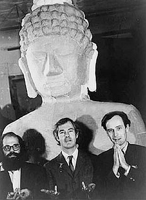1966: Allen Ginsberg, Timothy Leary, and Ralph Metzner at Millbrook Estate, New York. 