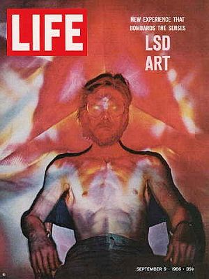 Time-Life publications – owned by Henry and Clare Boothe Luce, who had both indulged in LSD – were said to have given favorable coverage to LSD early on, here for the Sept 9, 1966 cover story featuring “LSD Art.” Click for copy.