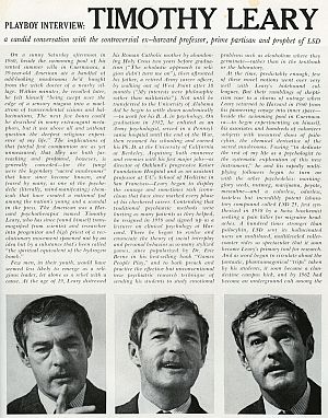 Sept 1966: First page of Timothy Leary’s interview with Playboy magazine, then a popular outlet for new ideas.