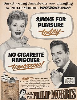 Lucy & Desi appear in 1952 Philip Morris ad.