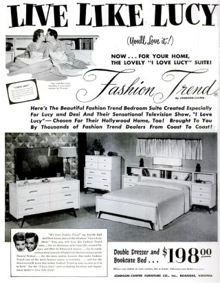 Magazine ad for an “I Love Lucy” bedroom suite.