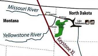 The proposed Keystone XL pipeline, carrying Canadian tar sands crude, will cross the Missouri and Yellowstone rivers.