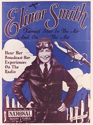 Poster promoting Elinor Smith as celebrity aviation correspondent for NBC Radio in the early 1930s.