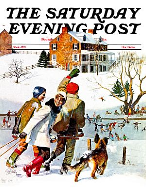 John Falter’s “Ice Skating in the Country,” for the December 1st, 1971 Saturday Evening Post.