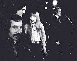 April 1972: Joni Mitchell with, among others, James Taylor and Paul Simon for benefit concert for Democratic Presidential candidate, Senator George McGovern. 