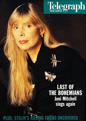 Feb 1991: Joni Mitchell, age 47, on the cover of Telegraph Magazine, interviewed in advance of her album, “Night Ride Home.”