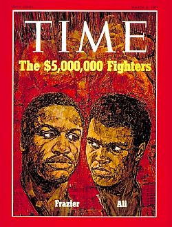 Time magazine’s March 8th, 1971 pre-fight edition, “The $5,000,000 Fighters”. Click for copy.