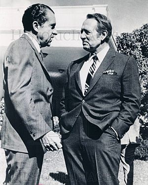 Oct 23, 1969: President Richard Nixon at left talks with TV personality Art Linkletter during White House meetings where Linkletter urged adoption of an educational program to publicize the evils of dangerous drugs. AP photo.