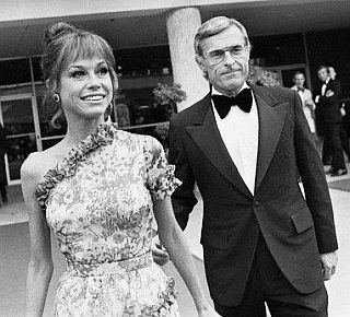 May 1973: Mary Tyler Moore at the 25th Annual Emmy Awards in Hollywood with husband Grant Tinker.