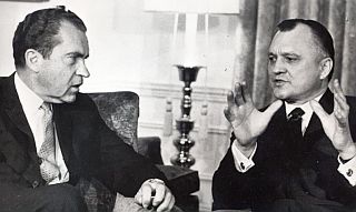 Dec 1968: President-elect Richard Nixon meeting with Walter Hickel, Nixon’s choice for Secretary of the Interior.