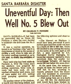 Feb 11th, 1969: Part of the daily coverage the Los Angeles Times newspaper ran during the Santa Barbara oil spill.