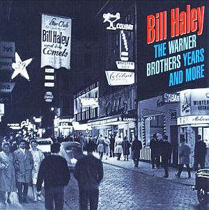 Cover of 6-CD set of Bill Haley’s music issued by Bear Family Records in 1999, also showing street scene and club banner from the Star Club in Hamburg, Germany when Haley & The Comets appeared there in 1962. Click for CD set.