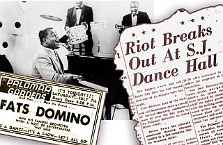 July 1956: Some rioting broke out at a Fats Domino show in San Jose, California at the Palomar Gardens Ballroom.
