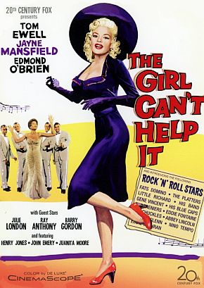 Promotional poster for “The Girl Can’t Help It” (1956), starring Jayne Mansfield and others, but also featuring Fats Domino & other music groups. Click for DVD.