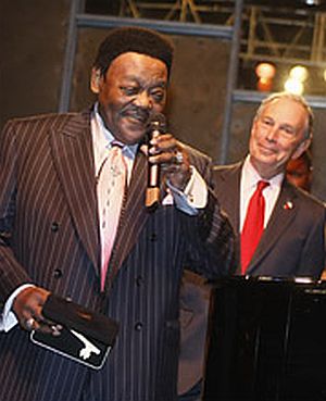 Nov 2007: Fats Domino and New York Mayor Michael Bloomberg at the Pink Elephant club in New York where Fats was honored and awarded the key to the city. 