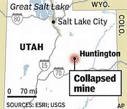 Map showing location of Crandall Canyon Mine.