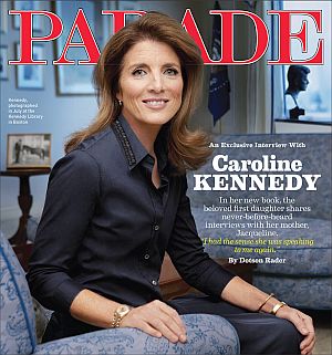 Caroline Kennedy profiled by Parade magazine in Sept 2011 at release of her book, “Jacqueline Kennedy: Historic Conversations on Life with John F. Kennedy.” Click for book.