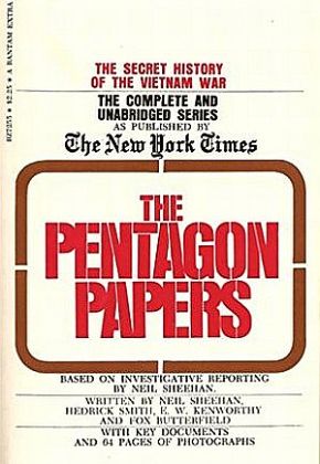 1971: Bantam Books paperback edition of the New York Times published “Pentagon Papers,” 677pp. Click for copy.