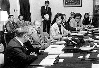 Harry Chapin at the White House, three chairs down from President Jimmy Carter's left at Hunger Commission meeting.