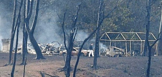 Closer in shot of damage following Revolution Pipeline explosion and fire of September 2018 in Center Township, Beaver County, PA.  Darrell Sapp/Pittsburgh Post-Gazette. 