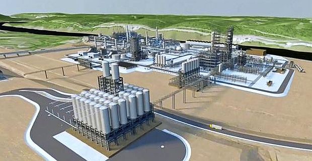 Royal Dutch Shell artist’s rendition of completed ethane cracker petrochemical processing complex now being built in Beaver County, Pennsylvania, northwest of Pittsburgh, PA.