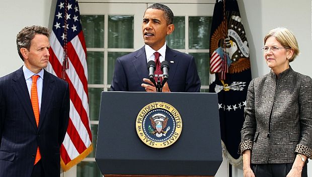 September 17, 2010. President Barack Obama appoints Elizabeth Warren as assistant to the president and special adviser to the Treasury secretary Timothy Geithner to launch new Consumer Financial Protection Bureau.