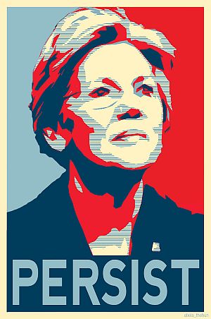 A poster sample of some of the “nevertheless-she-persisted” material that followed Senator Warren’s Senate rebuke of February 2017.